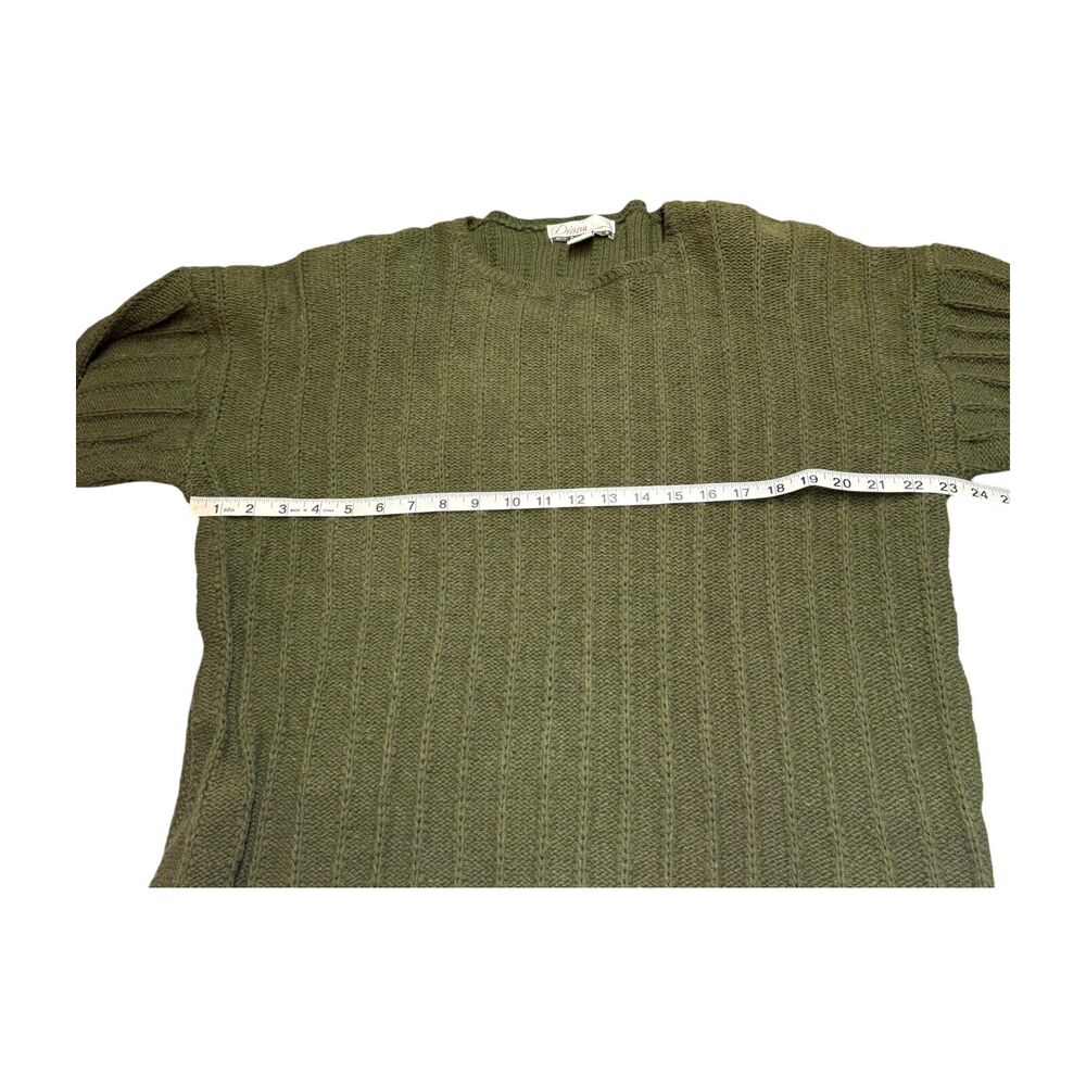 Diana Marco Sweater Women's 22/24 Olive Green Ramie Knit Round Neck Long Sleeve - Picture 4 of 7